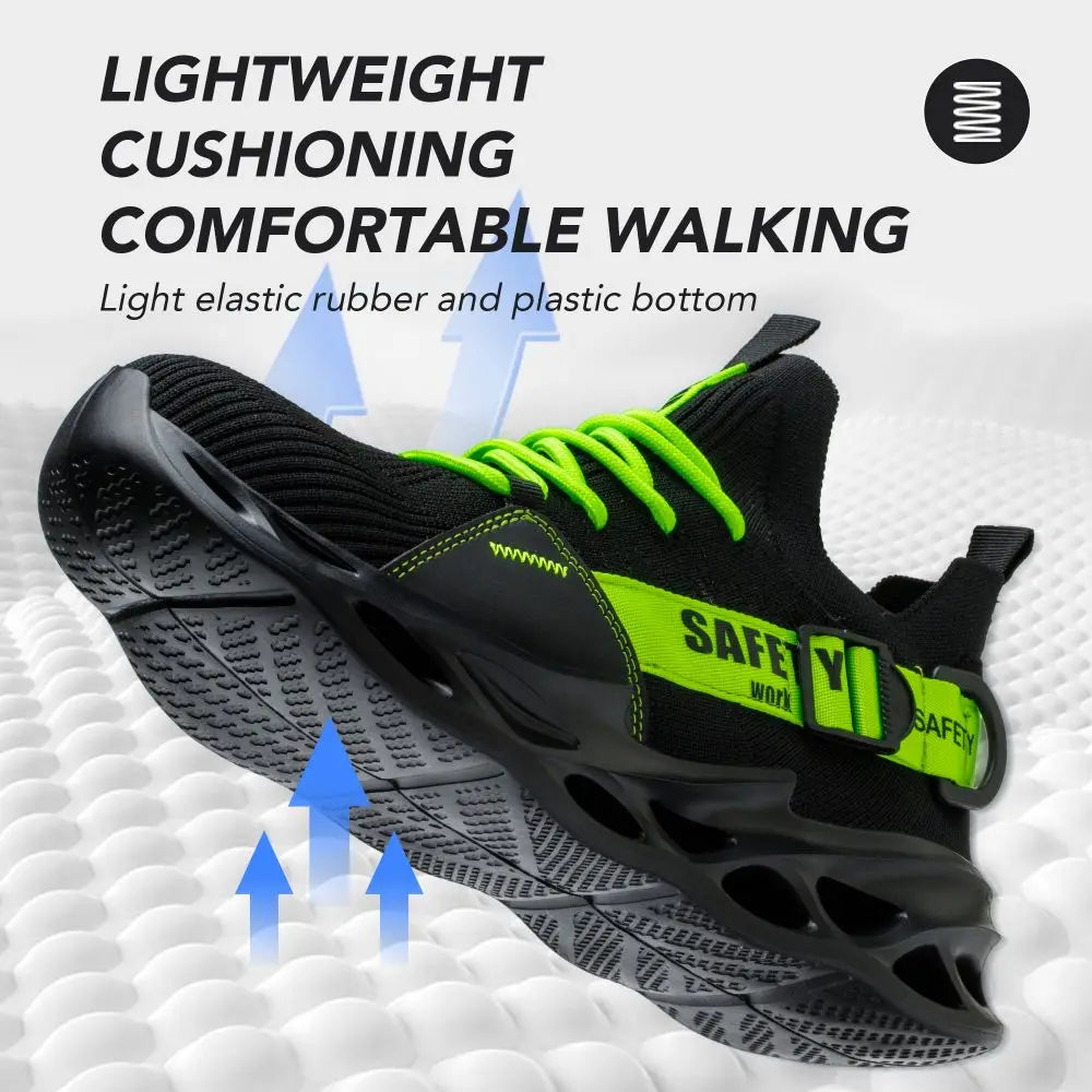 Men's Steel Toe Safety Shoes Anti Crush And Piercing Fashionable Breathable Sock Shoes Outdoor Unisex Work Footwear
