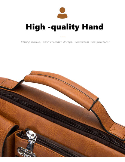 Multi-function Business Handbags Men New Man's Shoulder Bags Large Capacity Leather Messenger Bag Crossbody Big Brand