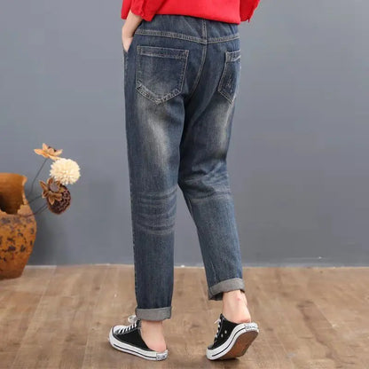 Y2k Embroidery Ankle-Length Baggy Jeans
