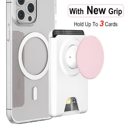 Universal Magnetic Wallet With Expanding Phone Grip,Phone Card Holder Solid SocketWallet For IPhone Samsung Wallets