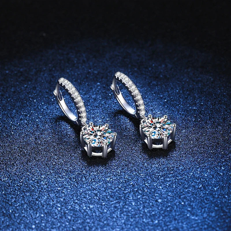1ct Moissanite Drop Earring for Women Sparkling Diamond Earrings S925 Sterling Silver White Gold Plated Wedding Jewelry