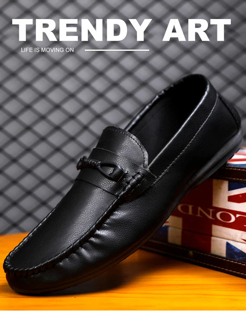 Mocassins Minimalistas Masculinos Sapatos Casuais de Couro Confortáveis Para Homens Sapatos de Condução Antiderrapantes Sapatos de Escritório Slip-on Tamanho Grande 46