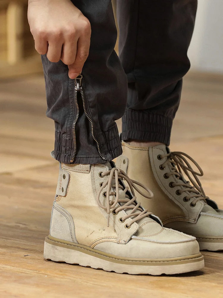 2025 New Multi-Pockets Spring Summer Cargo Pants Men Streetwear Zipper Leg Skinny Work Joggers Cotton Casual Tactical Trousers