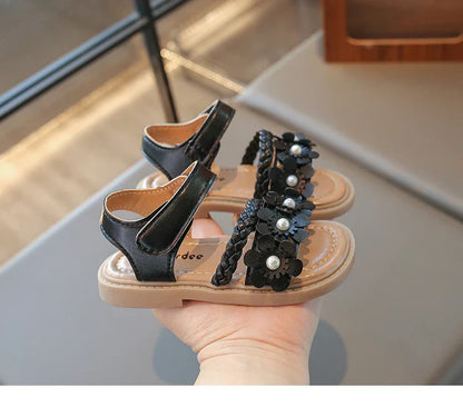 2026 High Quality Girls Sandals Flower Sweet Soft Children's Beach Shoes Kids Cute Summer Floral Sandals Princess Fashion 22-31