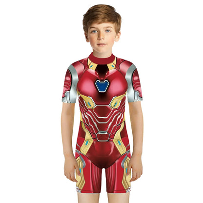 Children One Pieces Swimsuit Superhero 3D Print Playsuit Child Short Sleeve Swimwear Beach Bathing Suit Swim Wear For Boys Girls