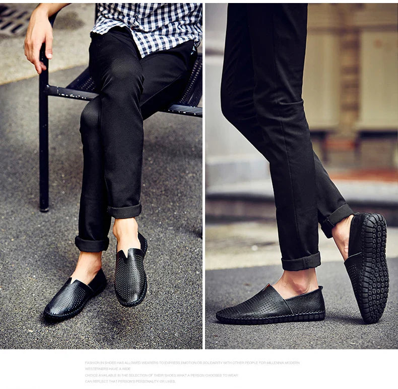 Fashion Men's Driving Shoes Handmade Leather Men Loafers Soft Breathable Men's Casual Shoes