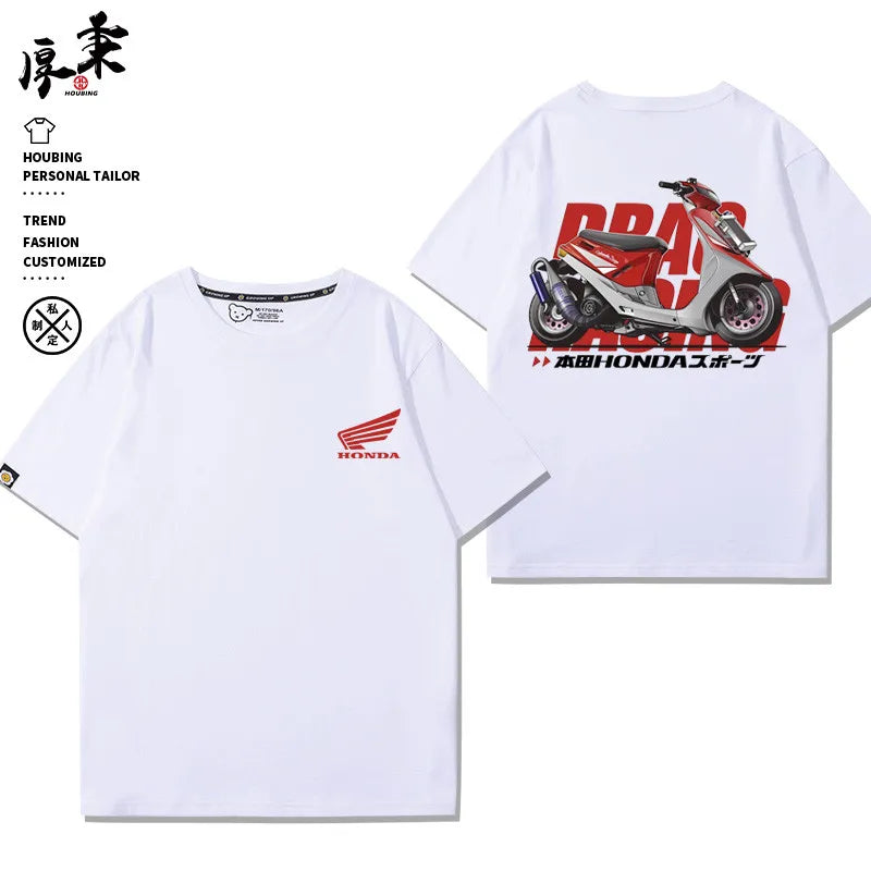 Motorcycle T Shirt Men Scooter Racing Graphic Tee 100% Cotton Casual Streetwear Top