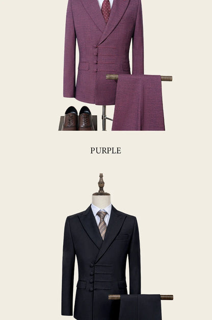 Elegant man suit for wedding grey Slim Fit Double Breasted Multiple buttons Casual Business man 2 piece party outfit