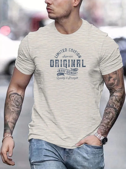 Men's short sleeved T-shirt with letter printed round neck breathable streetwear plus size T-shirt casual high-quality clothing