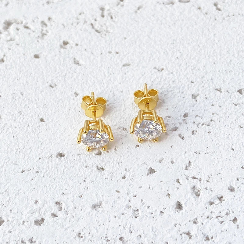 0.2ct - 2ct Sparkling Moissanite Earrings S925 Silver with White Yellow Gold Plated Wedding Party Studs Earring For Women