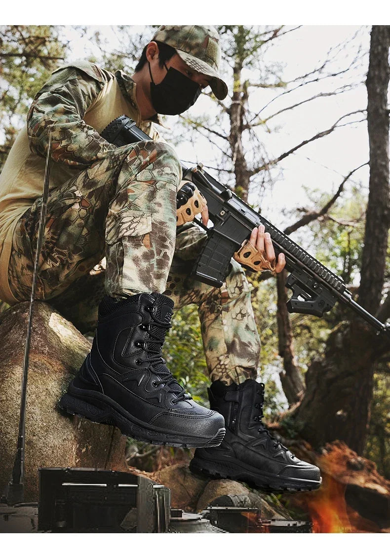 Fashion Men Boots Desert Tactical Boots Mens High Top Outdoor Hiking Shoes Waterproof Ankle Work Safty Sneakers