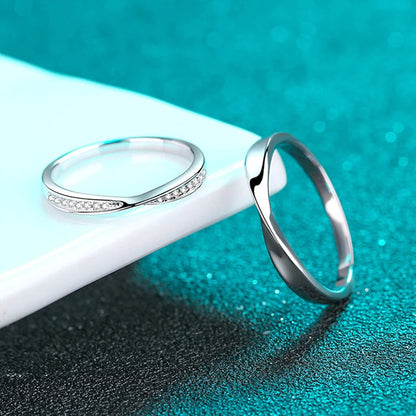 100% 925 Sterling Silver Moissanite Ring for Women Men Couple Ring Valentine's Day Gift White Gold Plated Unisex Band
