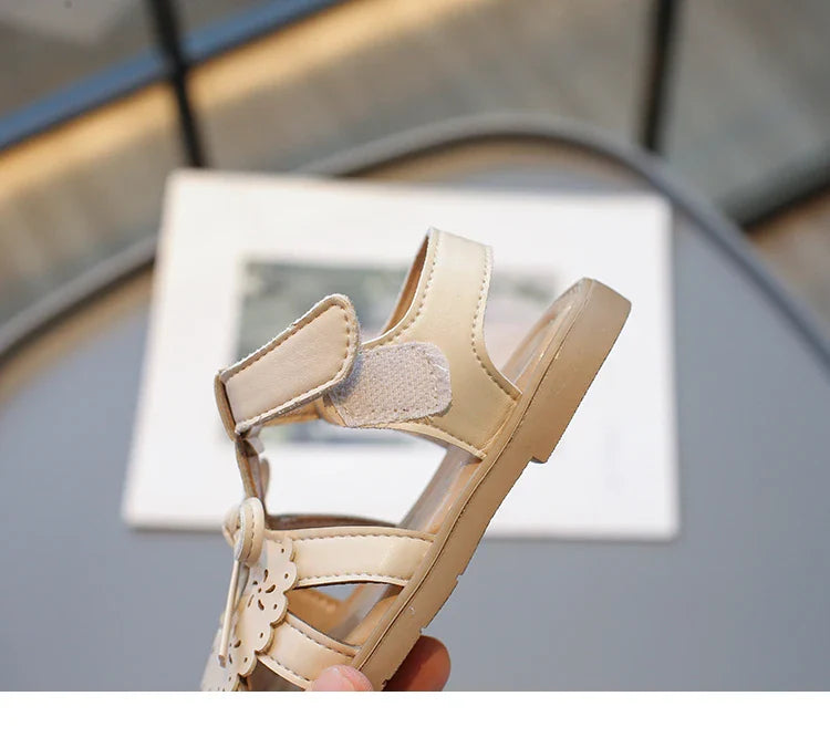Summer Baby Girls Sandals Cut-Outs Lace Princess Shoes Children Sandals Anti Slip Soft Sole Toddler Kids Beach Shoes Size 21-30