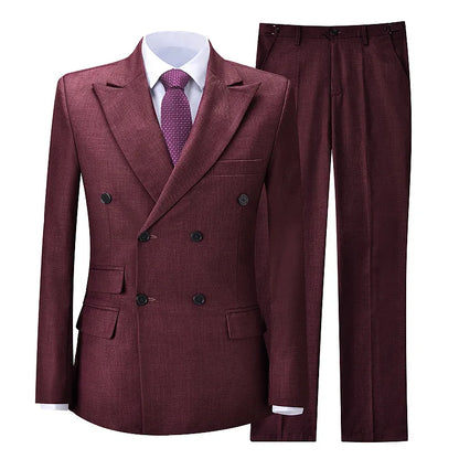 2026 New Men's Suit Business Casual Men's Suit Double Breasted Korean Version Slim Suit Professional Best Man Wedding