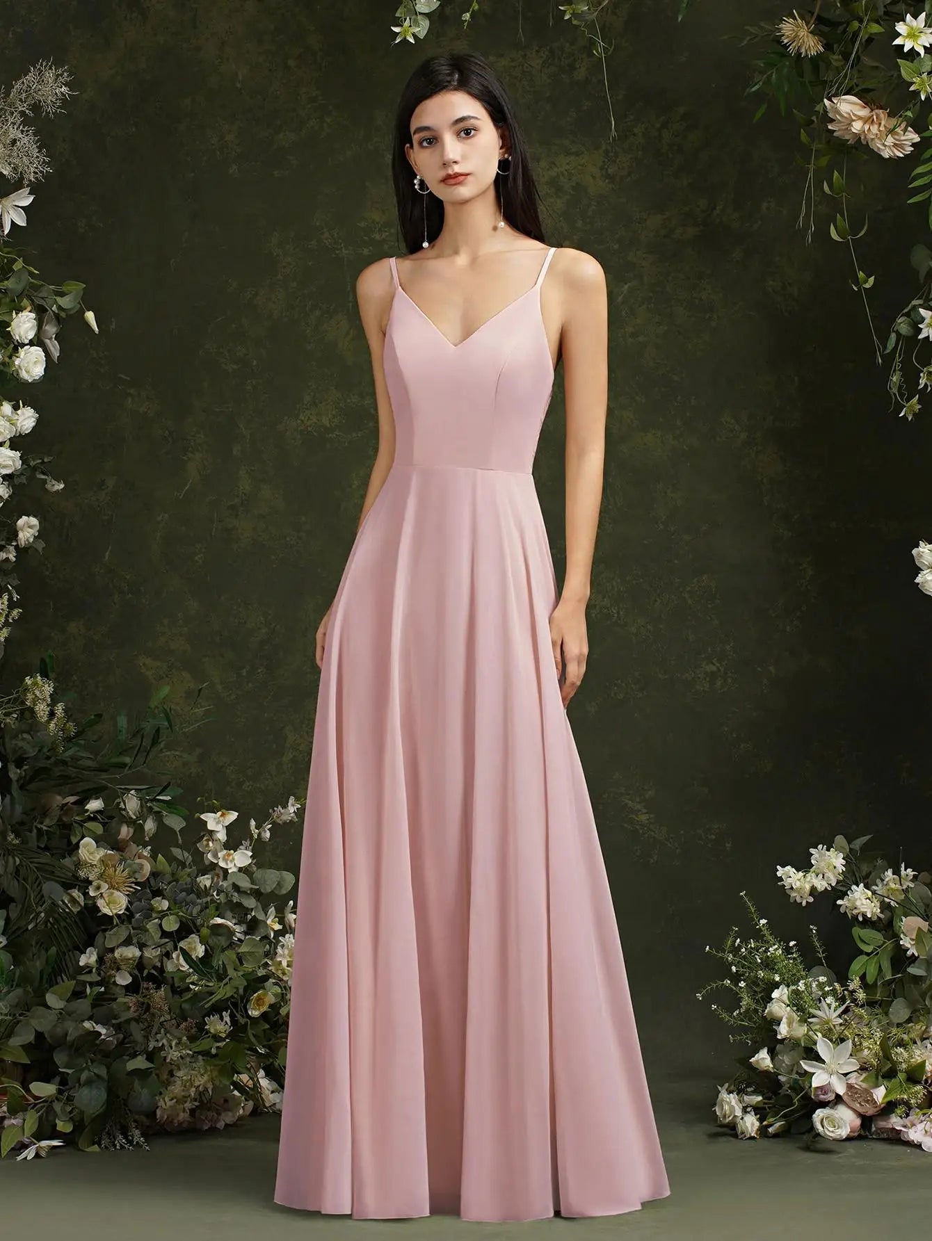 MisShow Chiffon Laço Vestidos De Noite Decote V Alças Finas Elegante Sem Mangas Vestidos De Baile De Festa Formais Robe De Soiree Longue