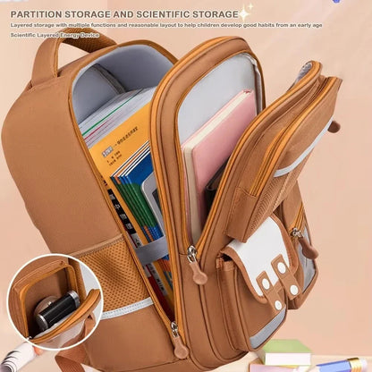 School Bag Waterproof Backpack Large Capacity Alleviate Burden Protecting Spine Widen Straps Backpack for Students Gift