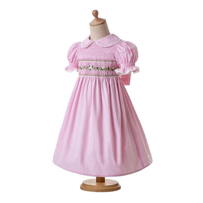Pettigirl Children Kids Girls Summer Handmade Pink Princess Smocked Birthday Dresses Outfits Gift Size 2 3 4 5 6 8 10 12Y