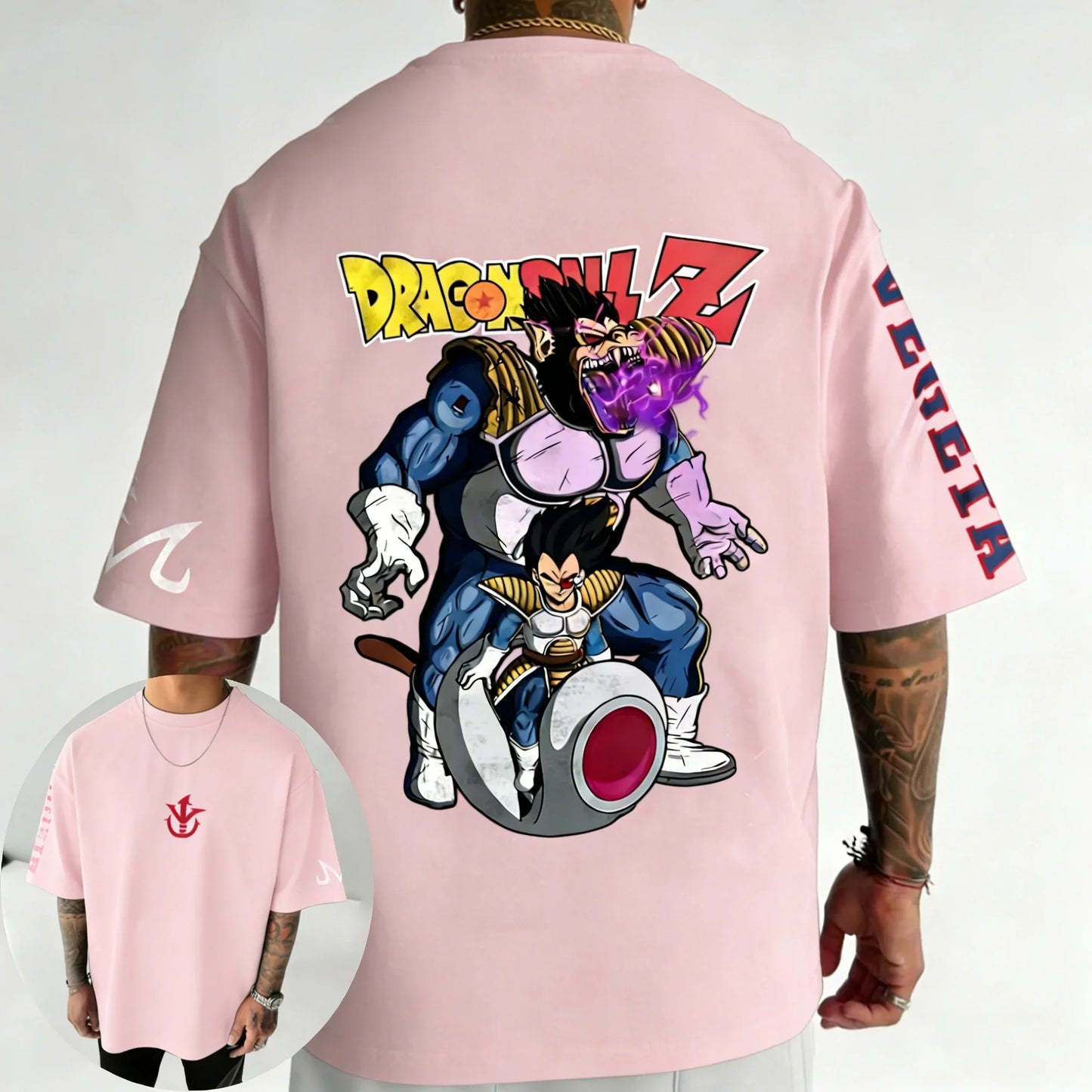 Anime Oversized Cotton T-shirt Summer New Vegeta Printed Men's and Women's Street Hip Hop Loose Casual Top