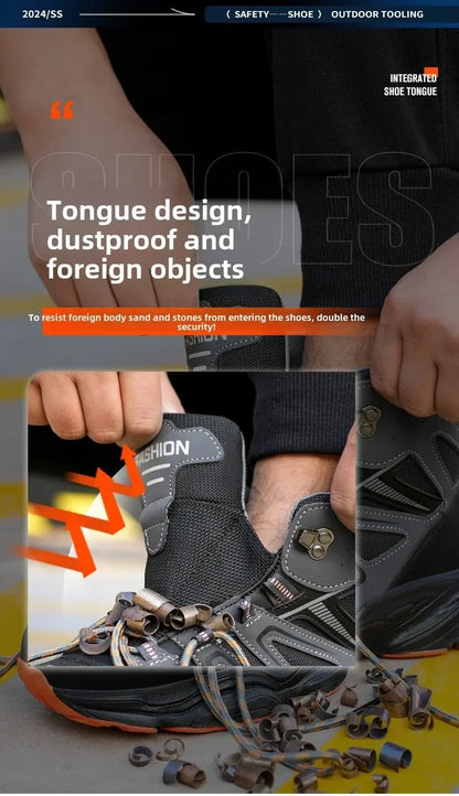 Ankle-Length Men Safety Boots Anti-smash Anti-stab Construction Work Steel Toe Shoes Male Work Boots Work Safety Shoes