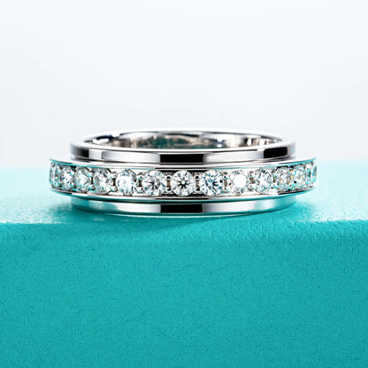 Moissanite Spinner Eternity Band Rings 14k Gold Plated Fidget Spinners Wedding Band Ring Unzip Jewelry Gifts Wholesale