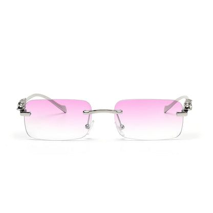 rimless sunglasses UV400 fashion square metal glasses for men women designer man's brand sun glasses shades for outdoor