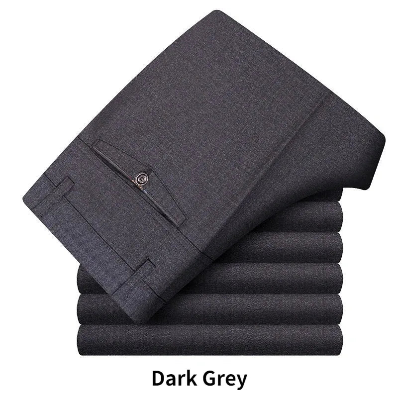 Big Plus Size Formal Pants Men's Bussiness Summer Thin Autumn Thick Black Blue Gray Stretch Loose Suit Office Trousers GOZBKF