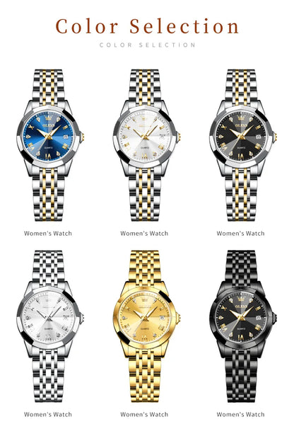 Fashion Golden Watch for Women Stainless Steel Waterproof Women's Watches Elegant Original Luxury Ladies Quartz Wristwatch