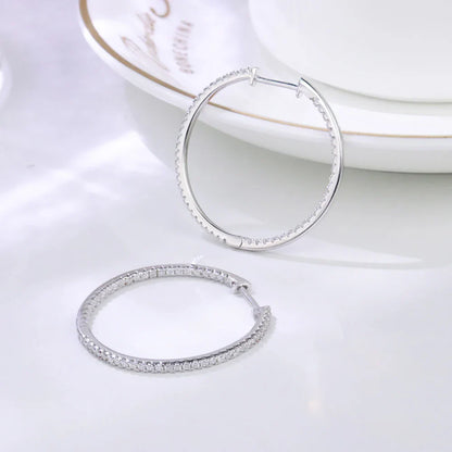 1.2mm Moissanite Hoop Earrings for Women European and American Circle S925 Sterling Silver Sparkling Diamond Earring Jewelry