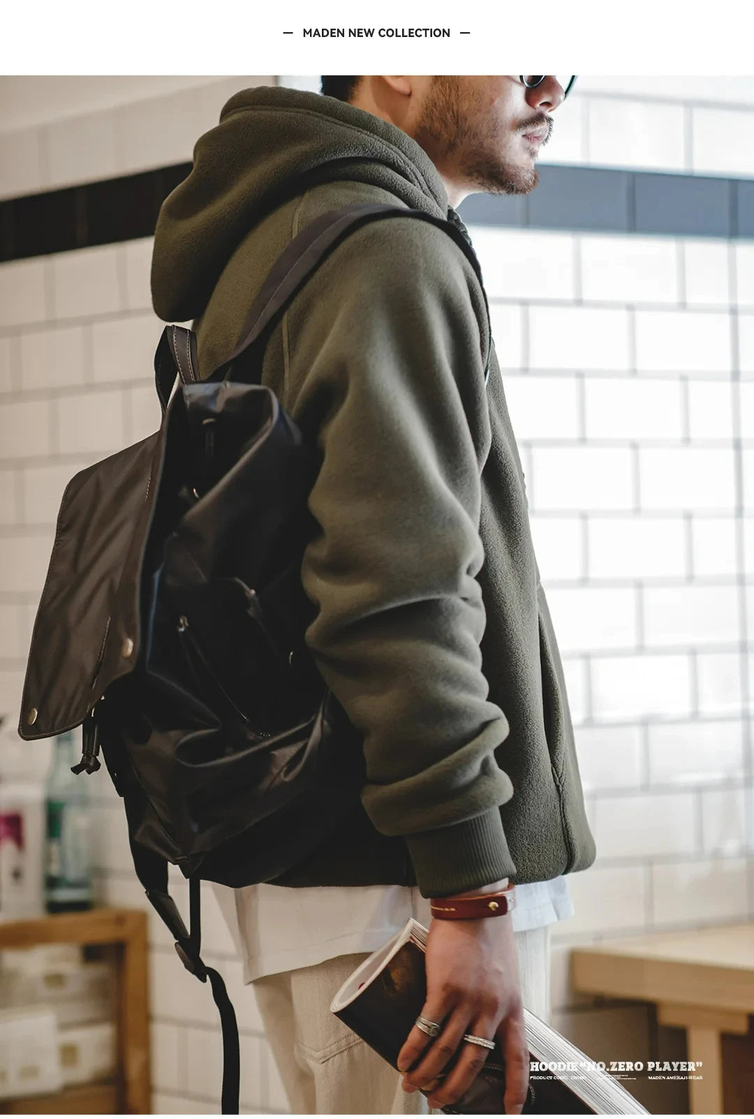 Autumn Winter Casual Heavyweight Hoodie Men's Black Versatile Thickened Fleece Pullover Loose Warm Hooded Sweatshirt