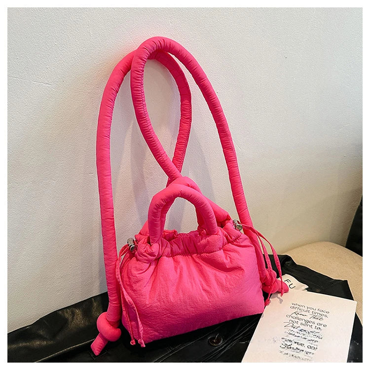 Women's Casual Single-shoulder Bag Large Capacity Nylon Backpack Women's Down Cotton Winter Tote Bag Portable Makeup Handbag