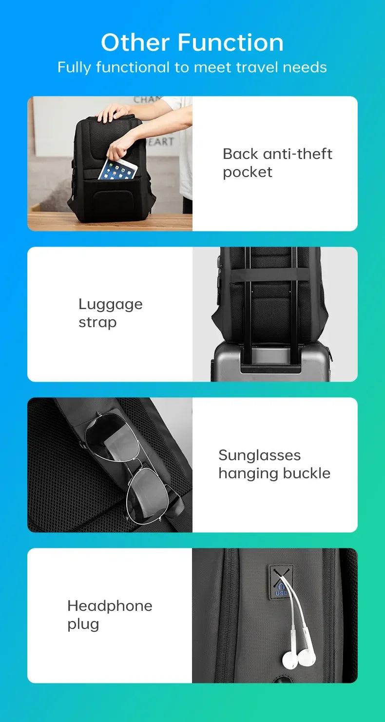 Multi Layers Men's Backpack Fits 15.6inch Laptop Water Repellent Backpacks for Students