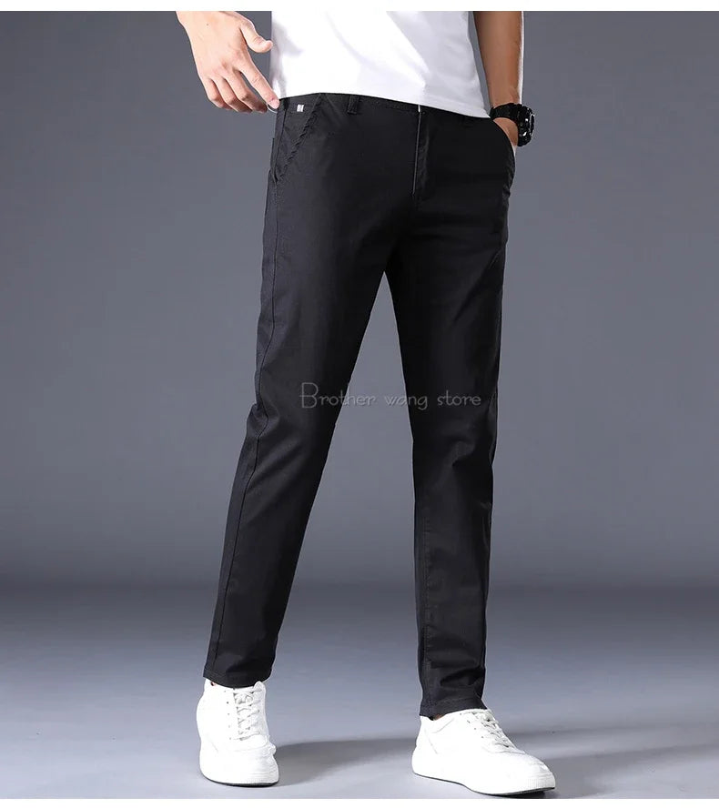 Thin Men's Pants Classic 7 Colors Summer New Casual Pant Business Fashion Stretch Cotton Slim Brand Male Trousers