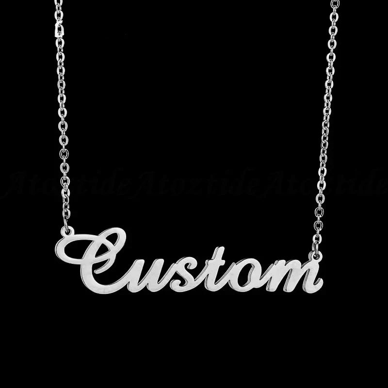 Customized Fashion Stainless Steel Name Necklace Personalized Letter Gold Color Choker Necklace Pendant Nameplate Gift