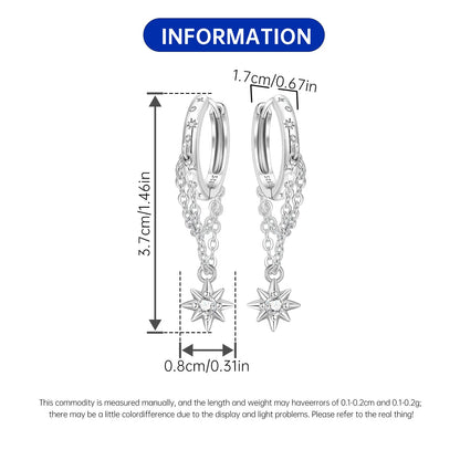 925 Sterling Silver Multi Layer Starry Tassel Drop Earrings Women Earrings Charm Trend Versatile Party Jewelry Gifts