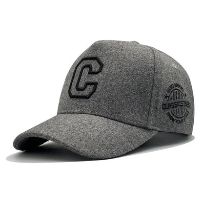 Big Size Baseball Cap Men XL  63cm 64cm 65cm Oversize Big Head Cap XXL  Large Plus Climing Wool Warm Winter Hat  Letter C
