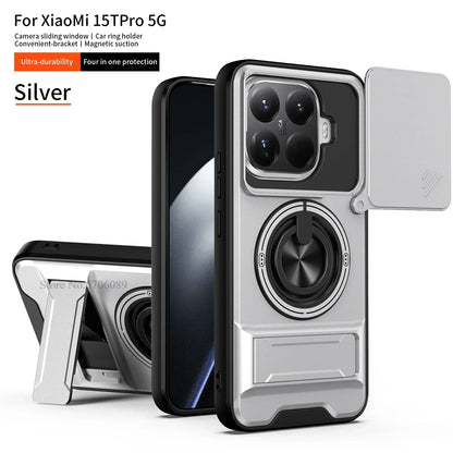 15T/15T Pro Armor Case For Xiaomi 15T Pro Case Shockproof Slide Lens Protector Phone Cover For Xiaomi 15T Case Fundas With Ring