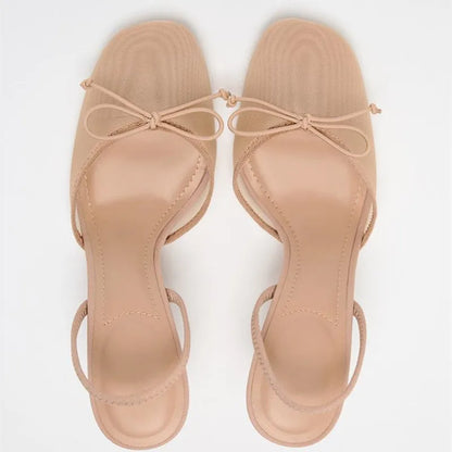 Summer Mesh Bow Designer Shoes for Women Comfortable Thin Heeled Sandals Elegant Slingbacks Women Pumps Wedding Dress High Heels