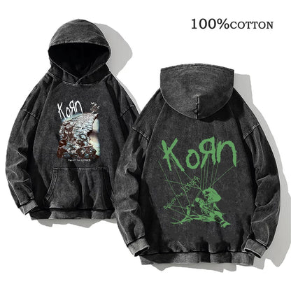 World Tour Hoodies Vintage Washed Men's Sweatshirts Cotton Hip Hop Streetwear Hooded Pullover Loose Y2K Tops