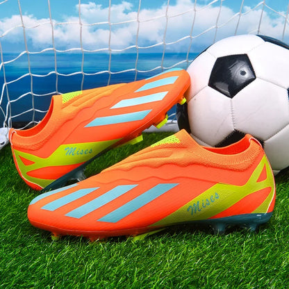 New Men Outdoor Football Boots Cleats Soccer Shoes Long Spikes FG Boys Non Slip Sport Training Breathable Match Comfortable