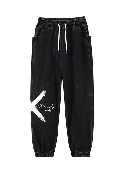 2026 New Summer Men's Jeans Denim Jogger Pants Streetwear Style Ankle-Length Baggy Jeans with Drawsting Waist Asian Size XL-6XL