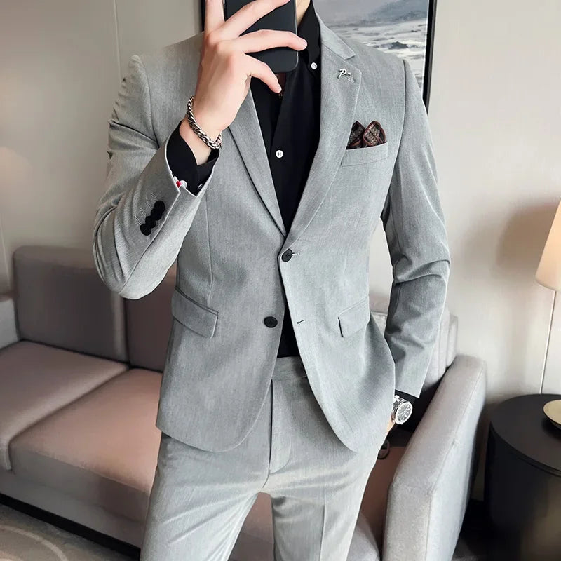Terno Masculino Casual de Escritório Noivo Casamento Blazer Calça Social