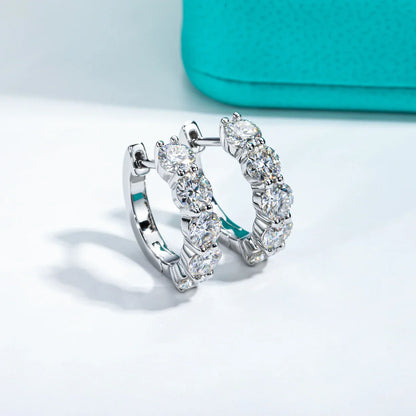 4mm 3cttw D Color Moissanite Huggie Hoop Earrings 925 Sterling Silver Luxury Huggie Earring For Women