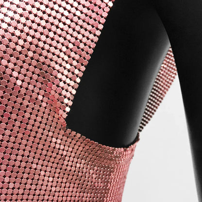 Sexy Metal Sequin Tank Top For Women y2k Summer Beach Backless Crop Top Rave Festival Club Outfits Camisole