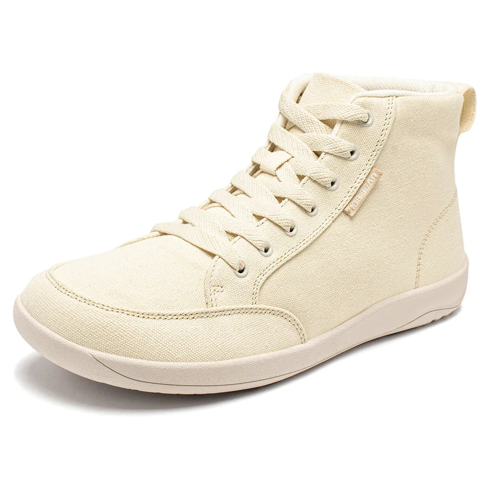 Mid-Top Barefoot Shoes Unisex Wide Toe Box Canvas Sneakes Zero Drop Lace Up Outdoor Walking Shoes