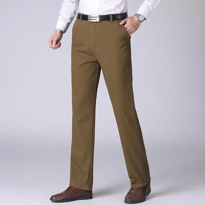 Men's Office-Ready 100% Cotton Casual Business Pants Autumn Thickened Summer Thin Solid Color Quick-Drying Work Trousers GOZBKF