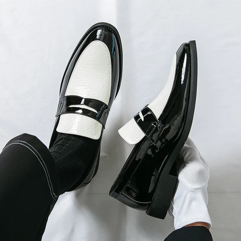 Loafers Shoes Men Color Blocked Business Casual Fashion Round Head Formal Wedding Shoes