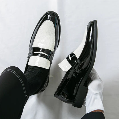 Loafers Shoes Men Color Blocked Business Casual Fashion Round Head Formal Wedding Shoes