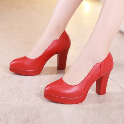Small Size 32-43 Shallow Red Silver White Wedding Shoes Women Spring 2025 Thick Platform Pumps Woman High Heels for Office