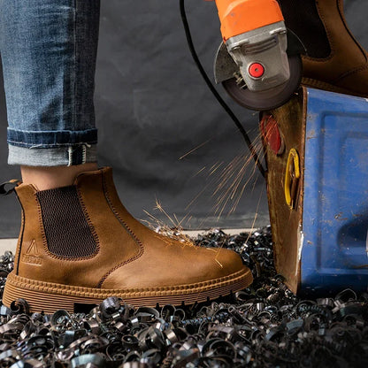 Anti Smashing Anti Piercing Steel Toe Combat Boots Anti Splashing Anti Slip Oil Wear Resistant Durable Labor Protection Shoes
