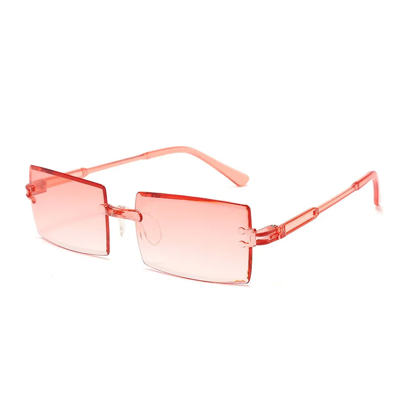 20 Pcs Per Set Rimless Rectangle Sunglasses Fashion Gradient Ocean Lenses Shades Ins Trendy Beach Vacation Sun Glasses